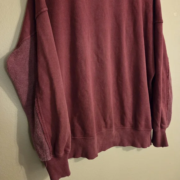 AERIE Big Chill Cherry Tart Textured Distressed Oversized Crewneck Sweatshirt XS - Picture 5 of 13